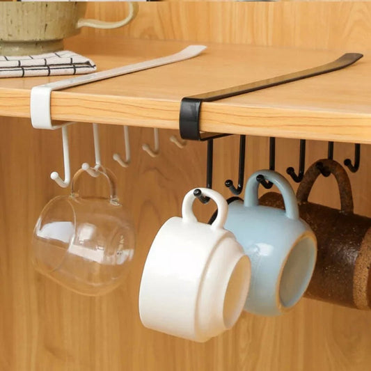 6 Hooks Metal Hanger For Kitchen, Storage Rack Hanging Cup