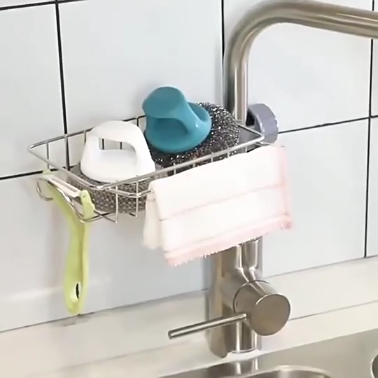 New Rotatable Stainless Steel Sink Drainer Sponge Dish Cloth Holder