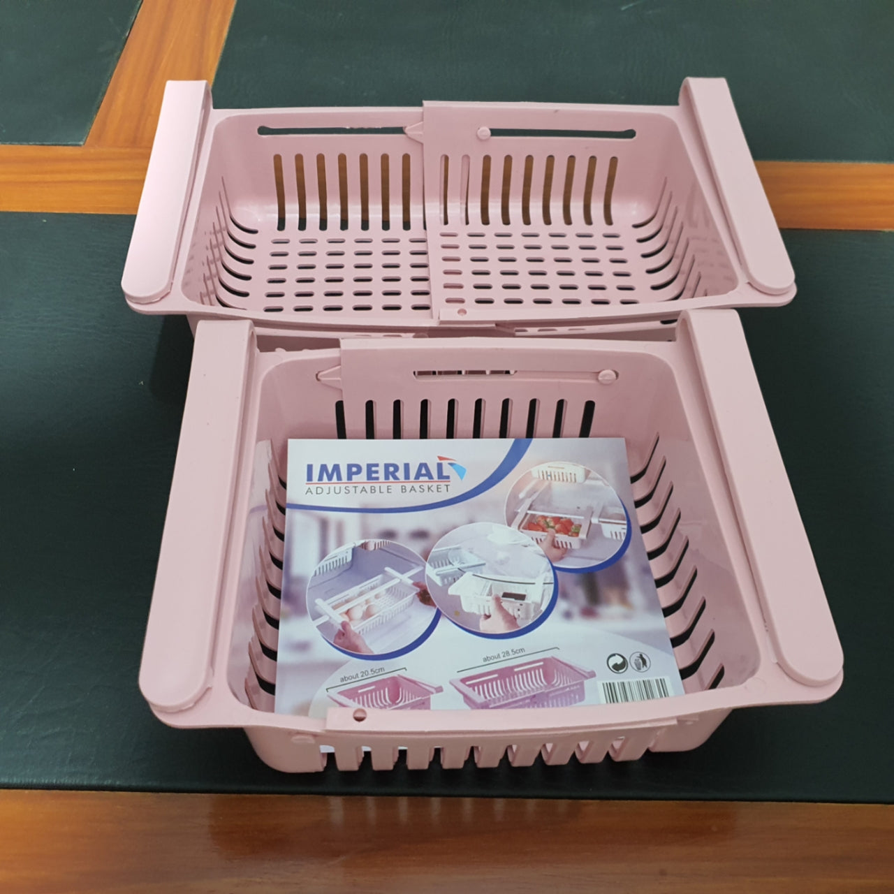 Set of 2 Stretchable fridge organizer baskets Maximize Space
