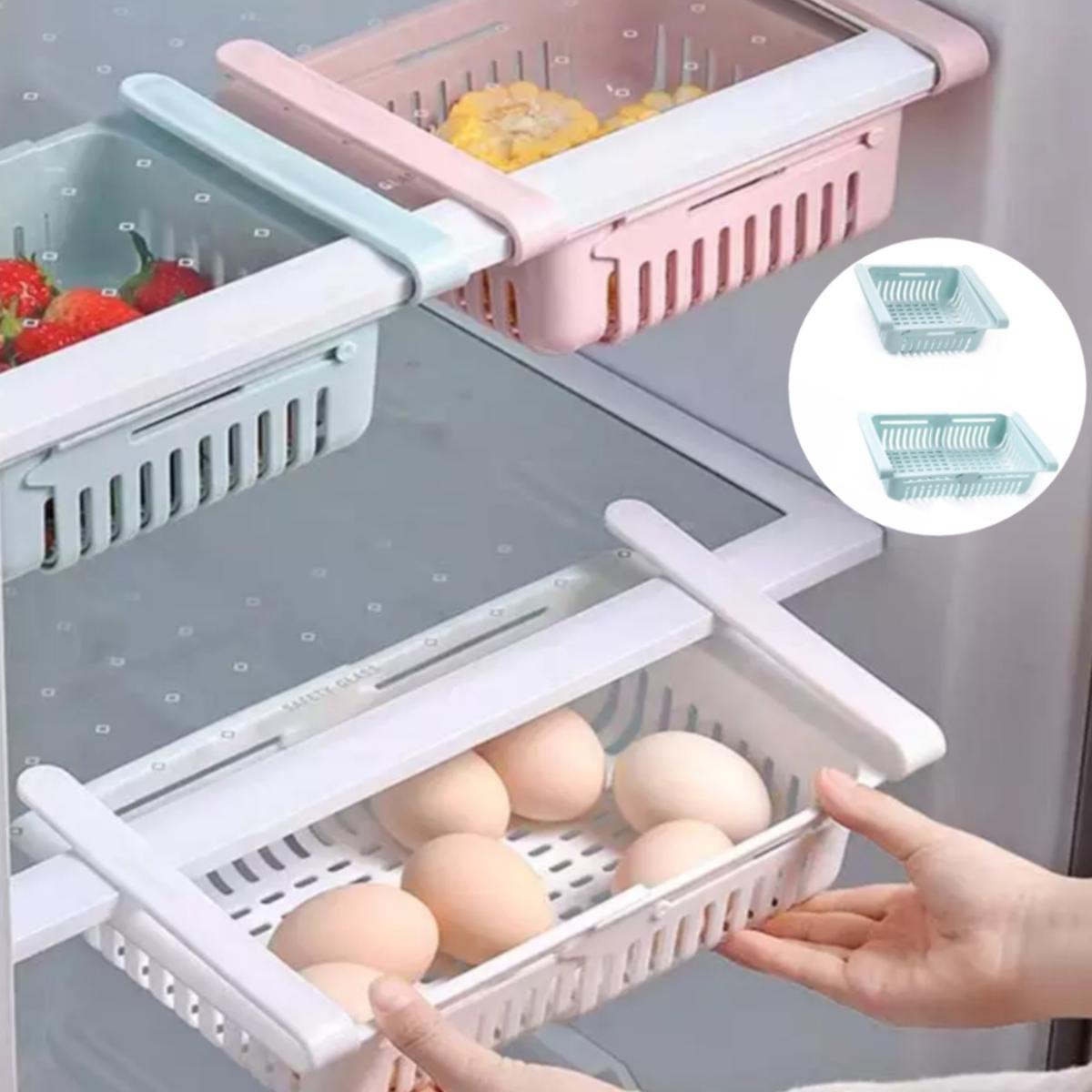 Set of 2 Stretchable fridge organizer baskets Maximize Space