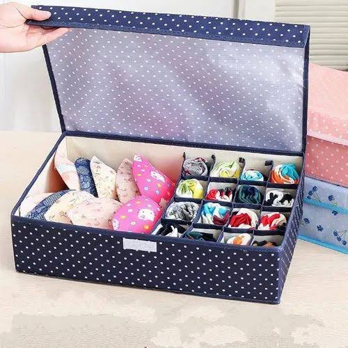 Tie, Underwear socks storage organizer with lids foldable closet Drawer Divider 24 cells, storage