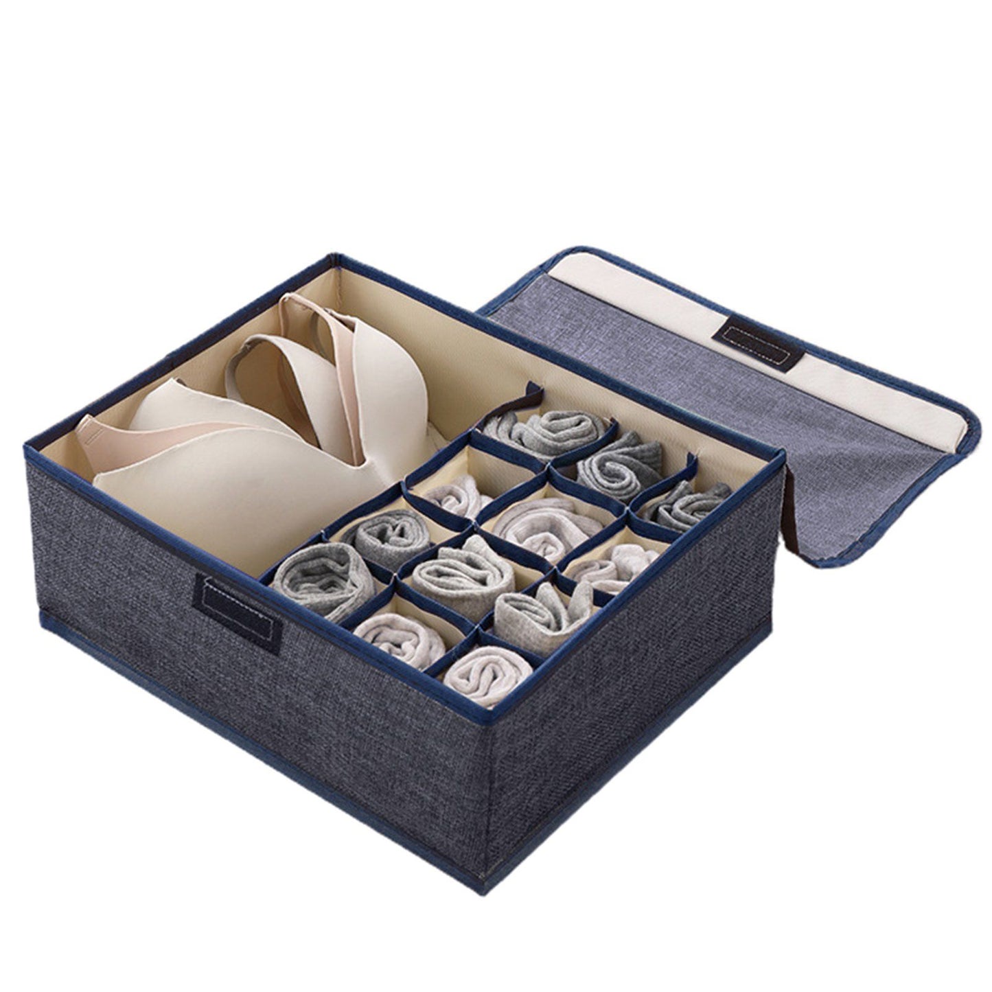 Tie, Underwear socks storage organizer with lids foldable closet Drawer Divider 24 cells, storage