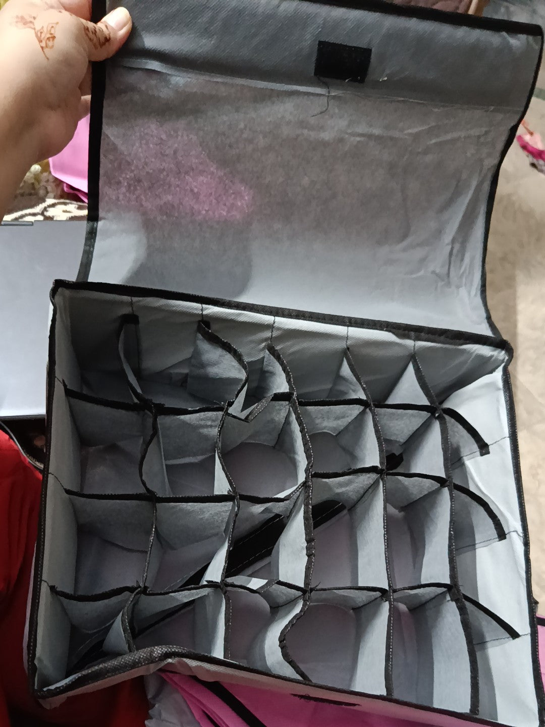 Tie, Underwear socks storage organizer with lids foldable closet Drawer Divider 24 cells, storage