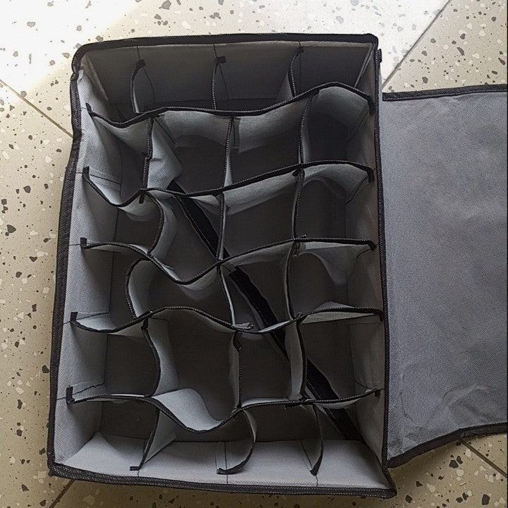 Tie, Underwear socks storage organizer with lids foldable closet Drawer Divider 24 cells, storage