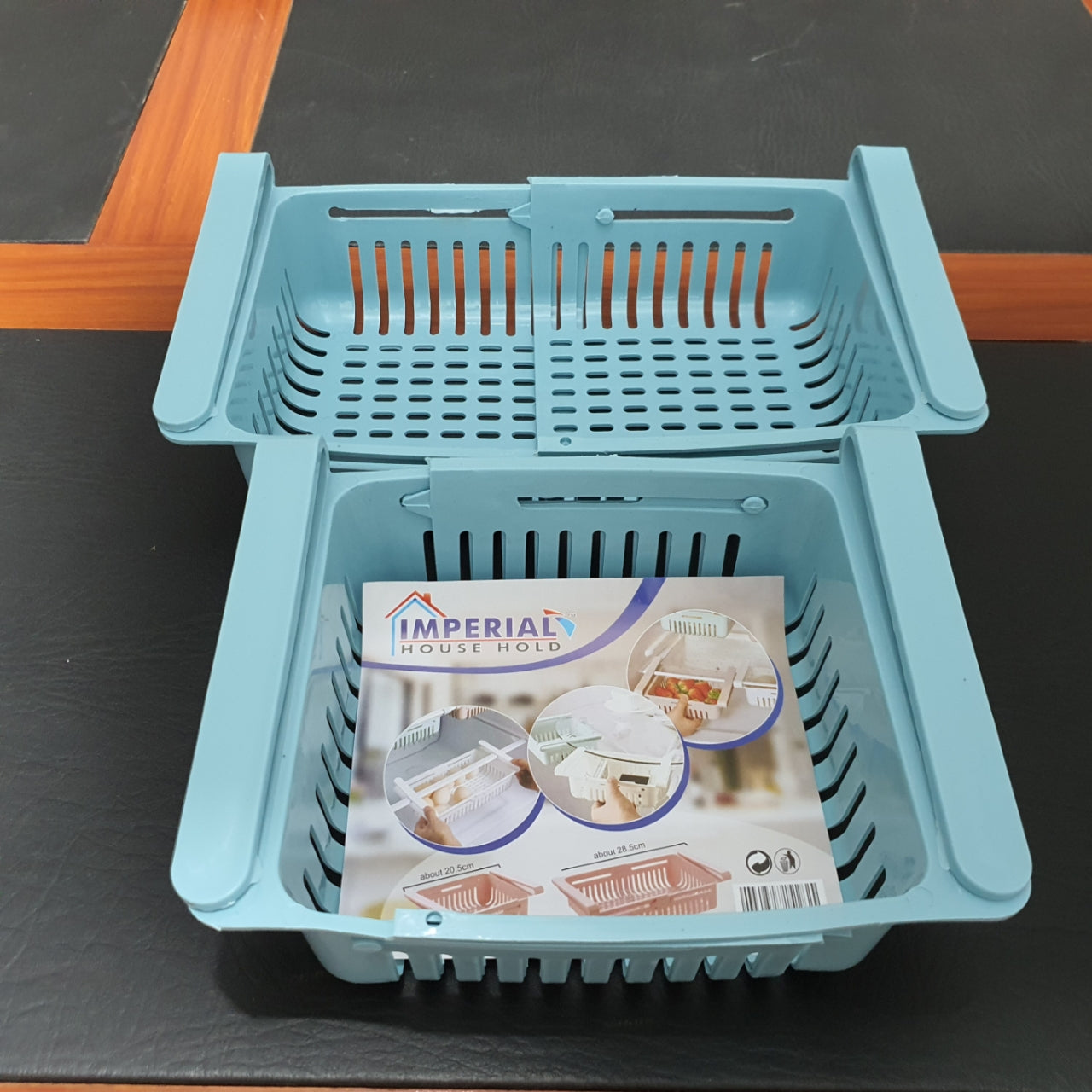 Set of 2 Stretchable fridge organizer baskets Maximize Space