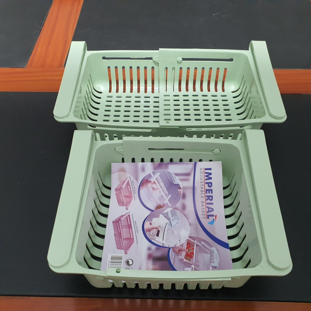 Set of 2 Stretchable fridge organizer baskets Maximize Space