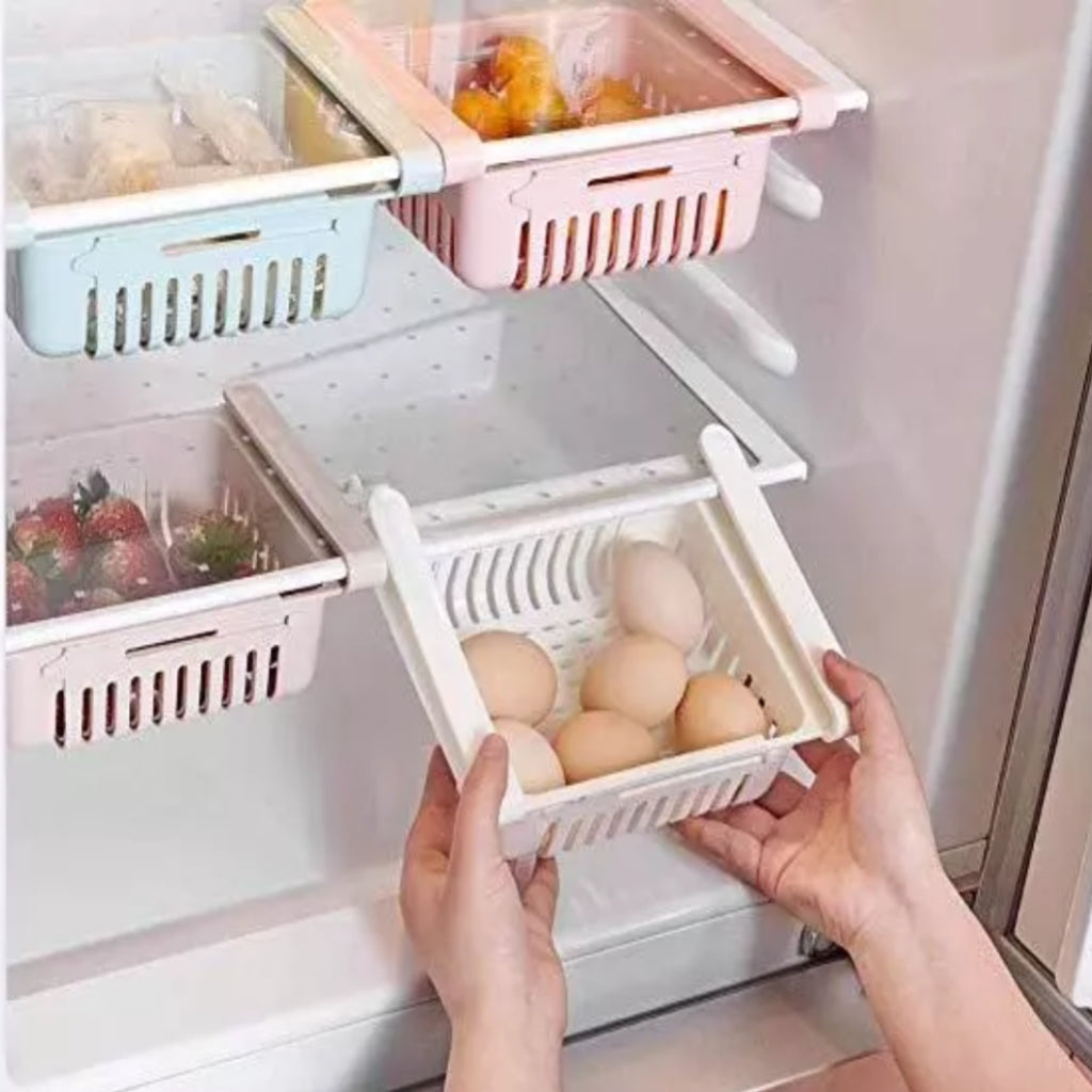 Set of 2 Stretchable fridge organizer baskets Maximize Space