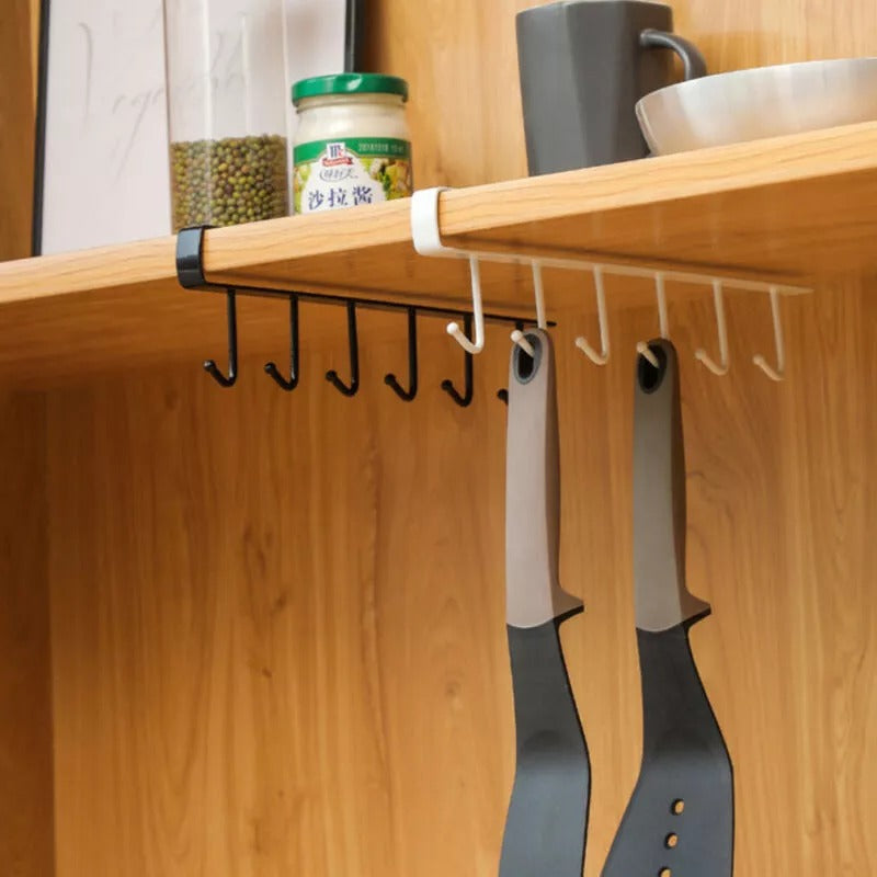 6 Hooks Metal Hanger For Kitchen, Storage Rack Hanging Cup