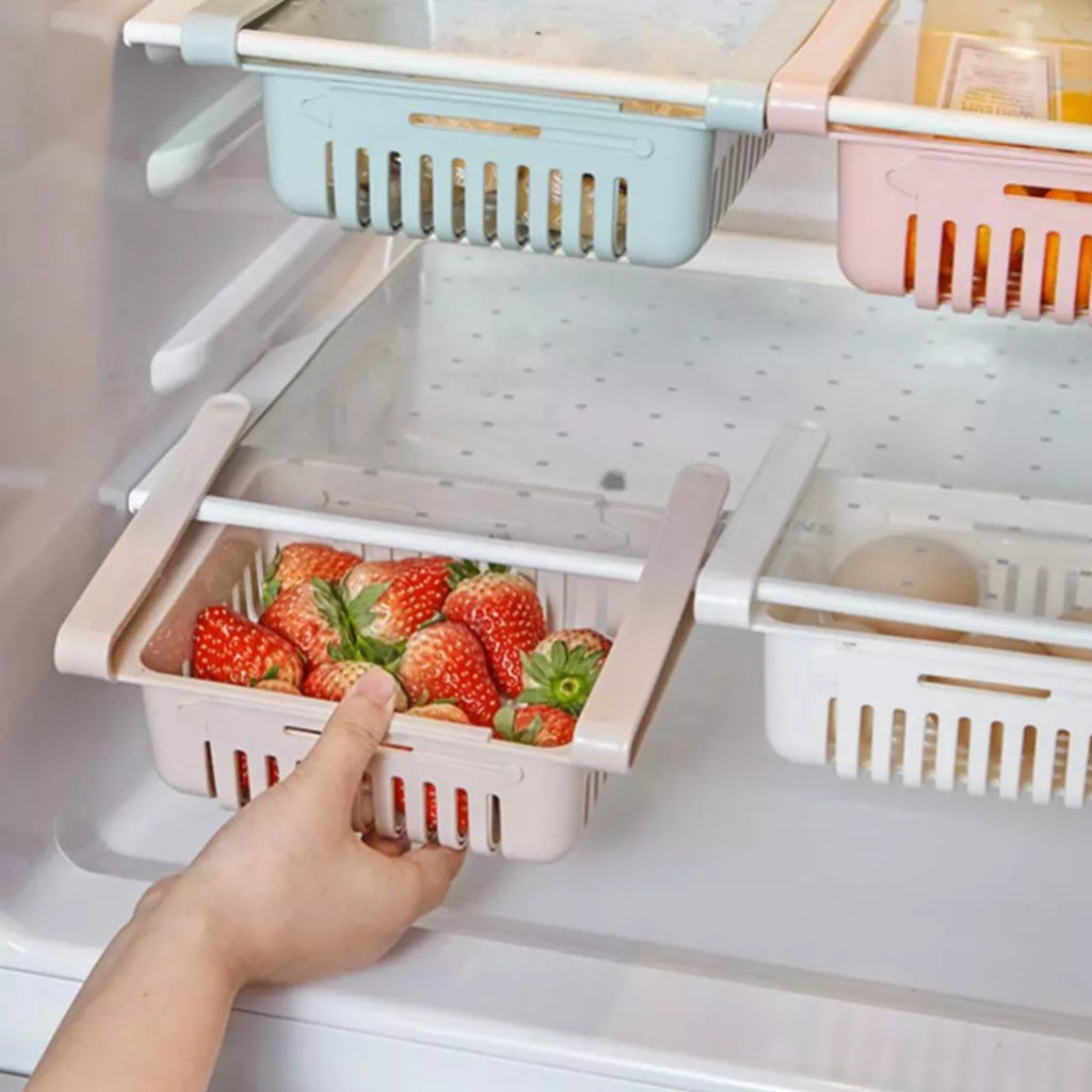 Set of 2 Stretchable fridge organizer baskets Maximize Space