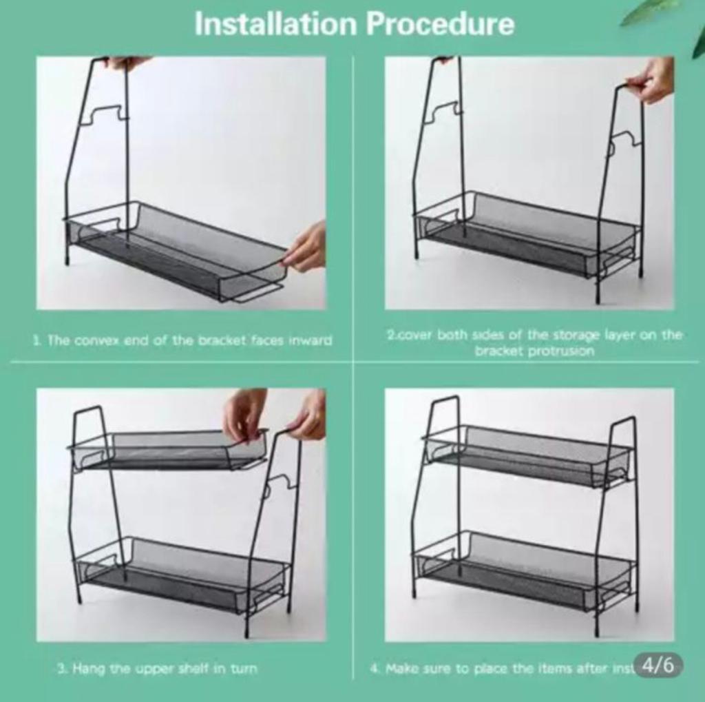 Spice Rack For Countertop 2 tier shelf for makeup, Kitchen Organizer stand,