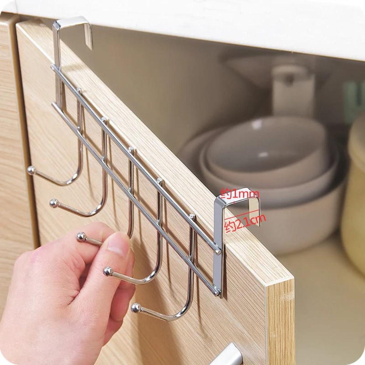 6 Hooks Metal Hanger For Kitchen, Storage Rack Hanging Cup