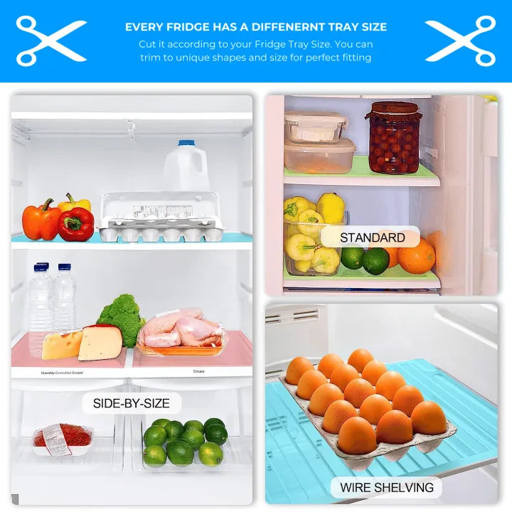 Fridge Mats Waterproof Silicone Washable Refrigerator Liners