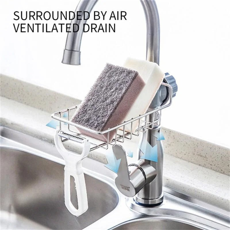 New Rotatable Stainless Steel Sink Drainer Sponge Dish Cloth Holder