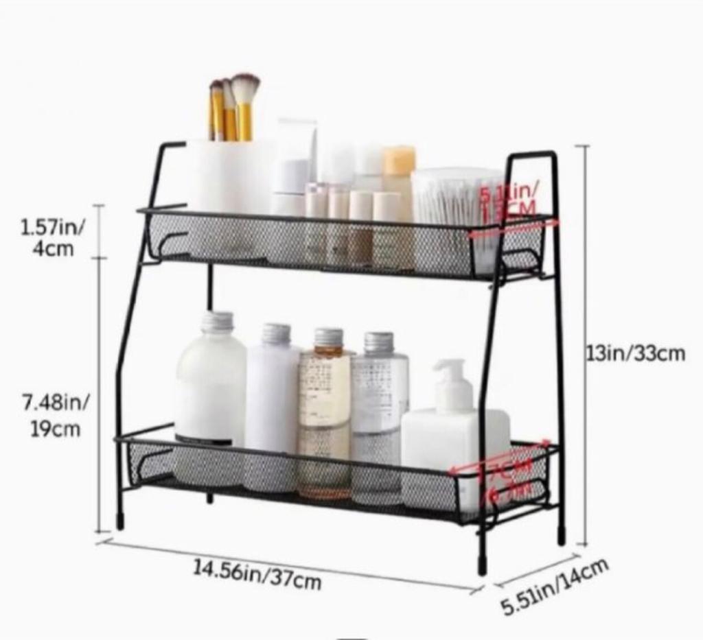 Spice Rack For Countertop 2 tier shelf for makeup, Kitchen Organizer stand,