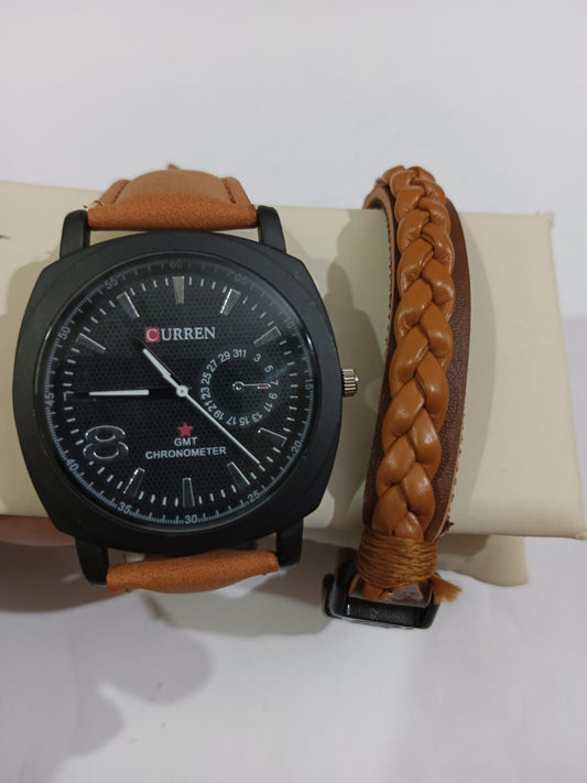 MENS FASHION BLACK ROUND DIAL STYLISH WATCH