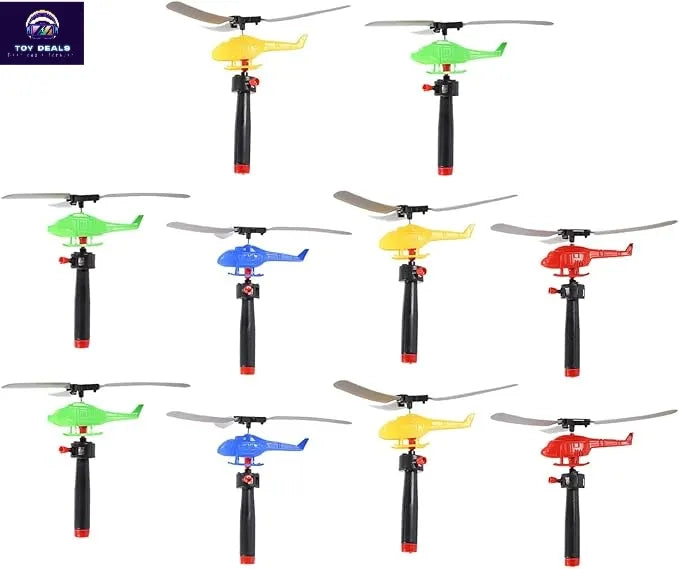 Pack of 3 TOY DEALS Handle Cable Power Helicopter Handheld Aircraft