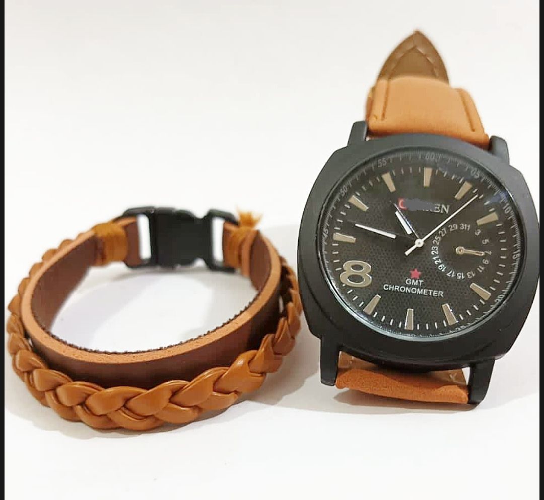 MENS FASHION BLACK ROUND DIAL STYLISH WATCH