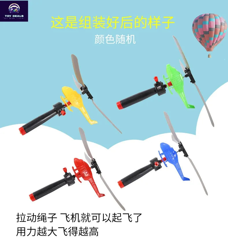 Pack of 3 TOY DEALS Handle Cable Power Helicopter Handheld Aircraft