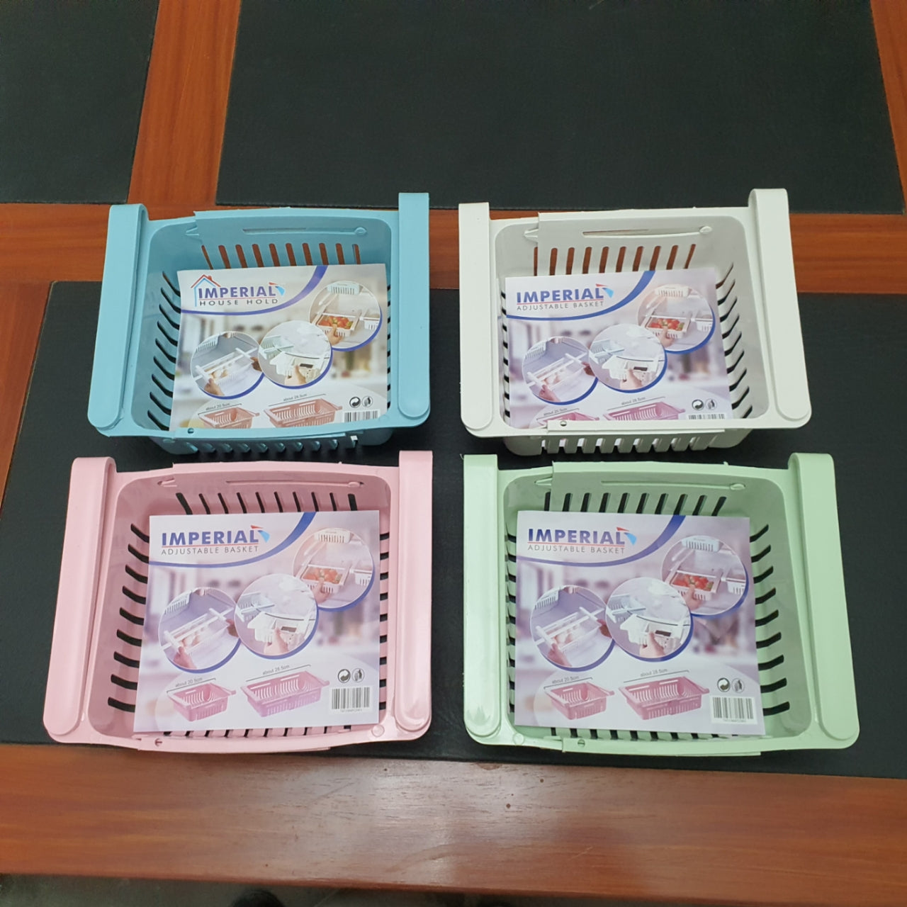 Set of 2 Stretchable fridge organizer baskets Maximize Space