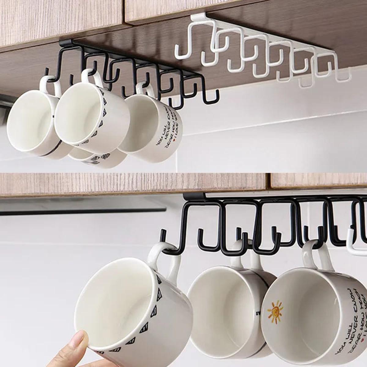 6 Hooks Metal Hanger For Kitchen, Storage Rack Hanging Cup
