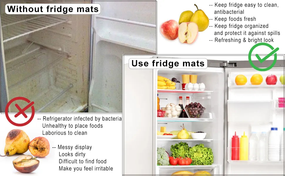 Fridge Mats Waterproof Silicone Washable Refrigerator Liners