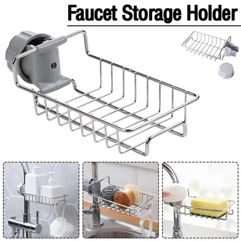 New Rotatable Stainless Steel Sink Drainer Sponge Dish Cloth Holder