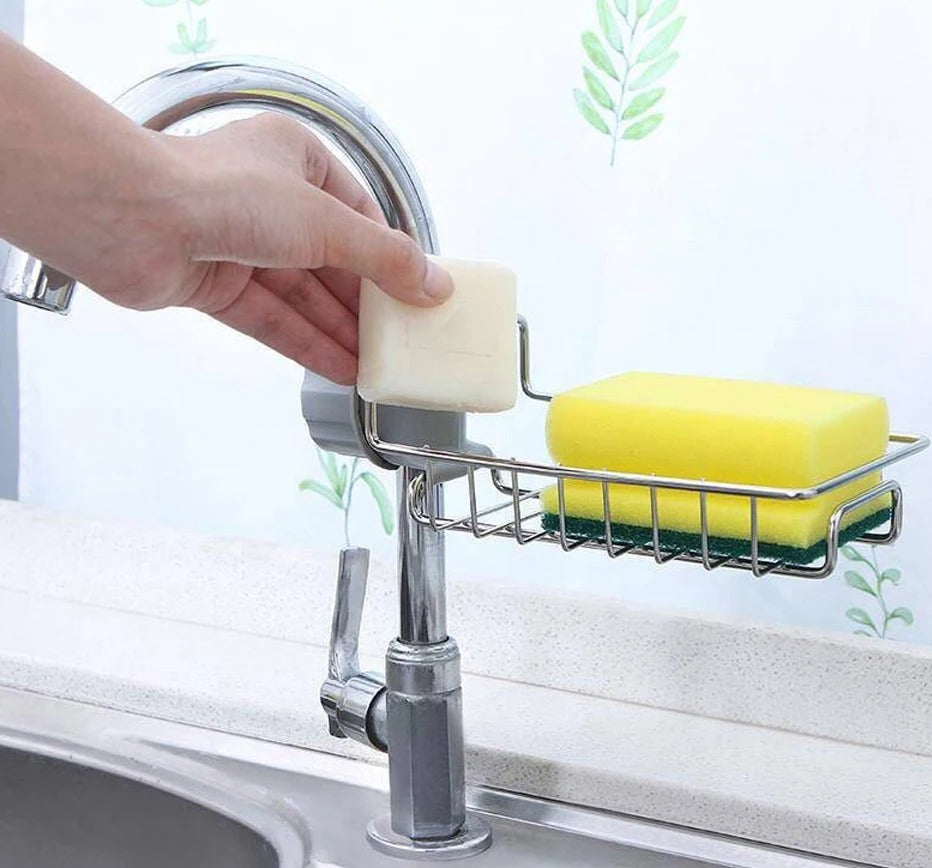 New Rotatable Stainless Steel Sink Drainer Sponge Dish Cloth Holder