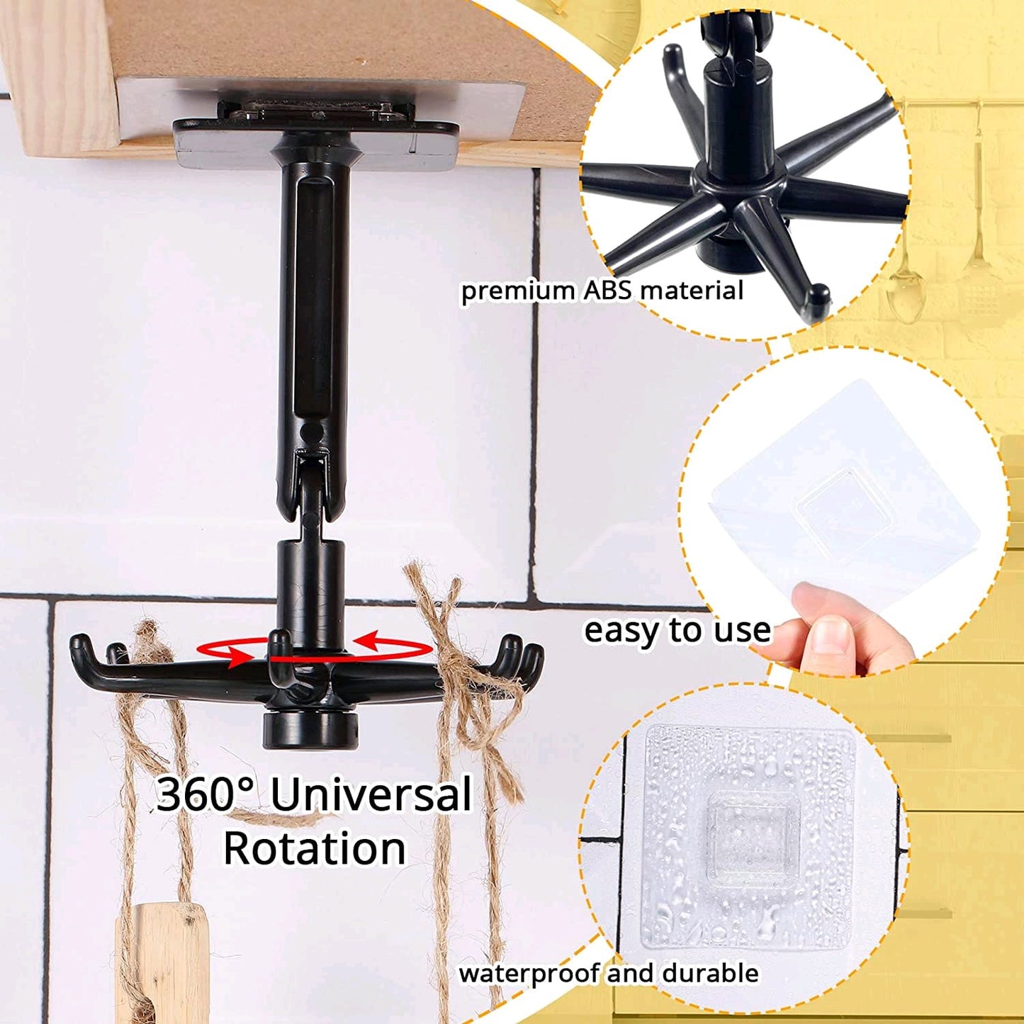Easy-Install 360° Rotating Kitchen Hook - Self-Adhesive