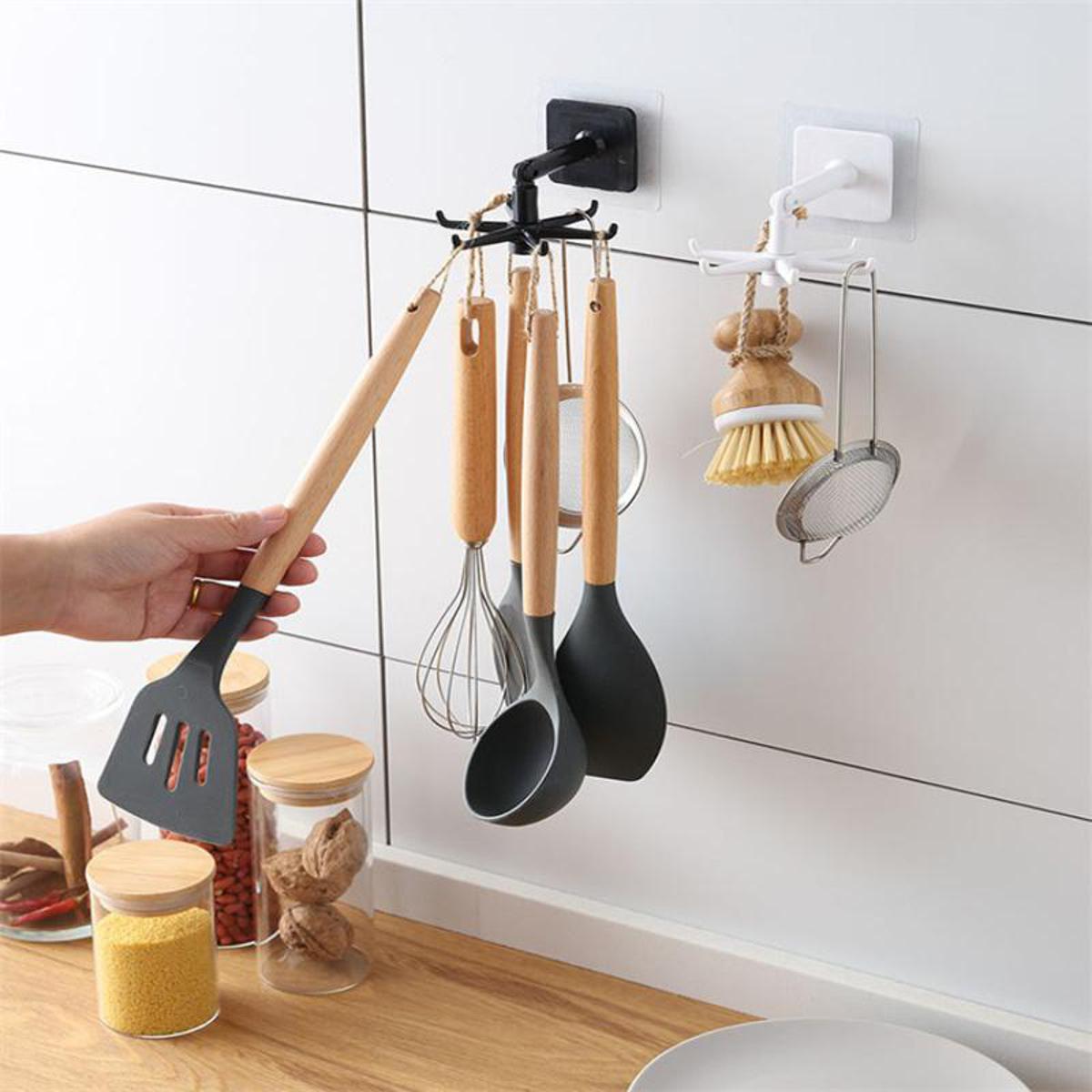 6 Hooks Metal Hanger For Kitchen, Storage Rack Hanging Cup