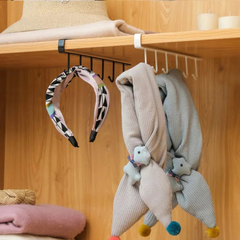 6 Hooks Metal Hanger For Kitchen, Storage Rack Hanging Cup