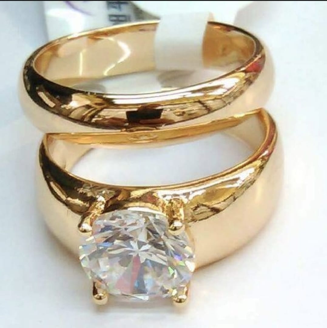 Pair of 2 - Golden Couple Rings Set for Him & Her
