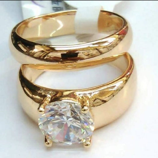 Pair of 2 - Golden Couple Rings Set for Him & Her